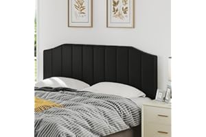 Furpopup King Size Headboard Only, Velvet Upholstered Headboard King/California King Size Wall Mount and Bed Frame Mount, Featuring High-Density Sponge Padding Easy Assembly Comfort Style-Black