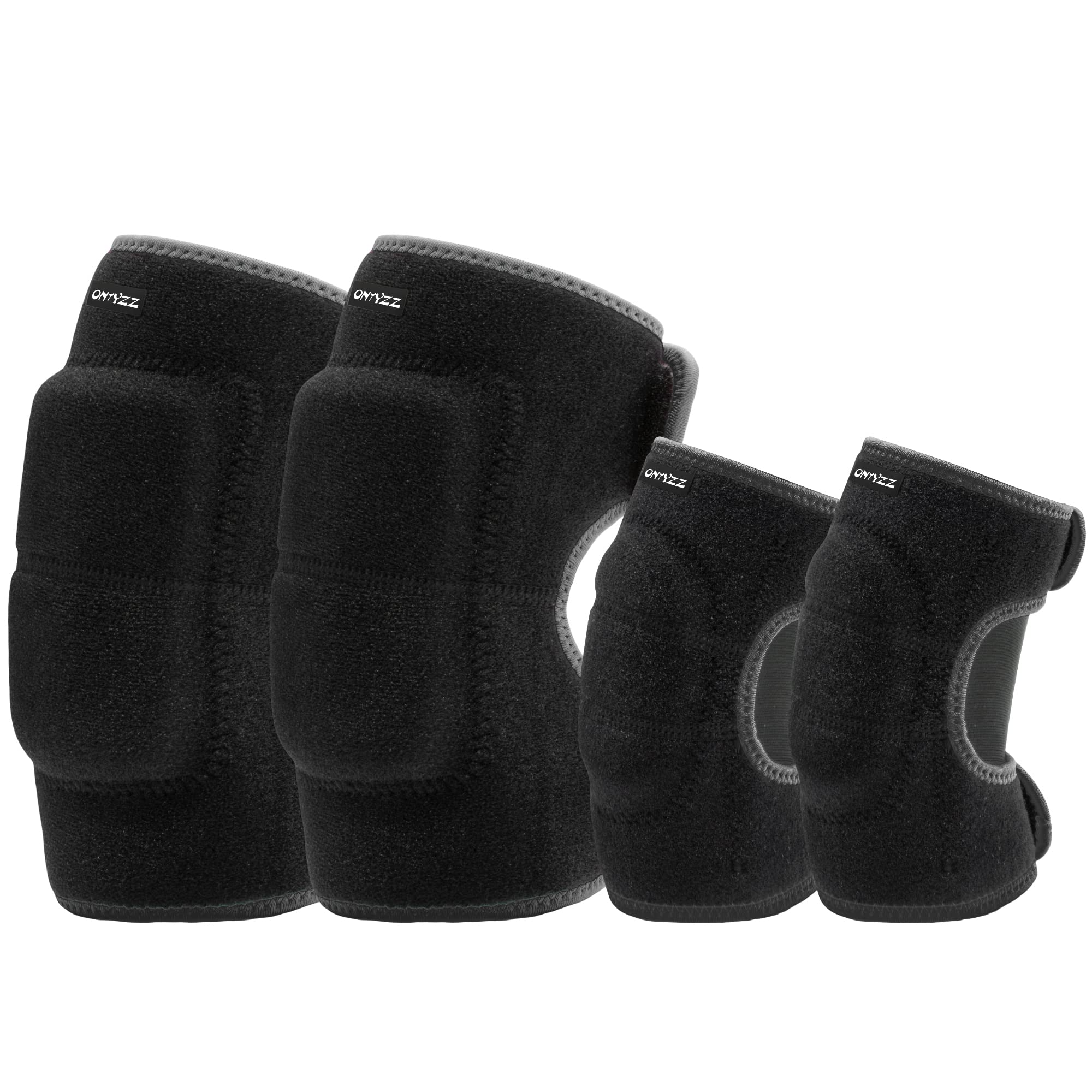 ONTYZZ Children Protective Gear Set Soft Adjustable Kid Elbow Pads Knee Pads for Balance Bike Skateboard Inline Roller Skate Scooter Cycling Ski Black/L