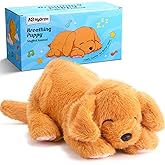 HyDren Dog Breathing Stuffed Animal with Music Lights Breath Motion Golden Retriever Realistic Dog Breathing Anxiety Stuffed Animal Puppy Plush Gift for Kids Toddler Adults Thanksgiving Christmas