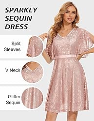 Wedtrend Rose Gold Women's Sequin Dress Birthday