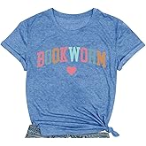 COMIZI Womens Bookworm Shirts Reading Teacher T-Shirt Book Lover Tee Library Bookish Tops