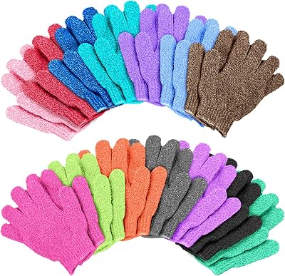 Duufin 14 Pairs Exfoliating Gloves Body Scrubber for Shower Spa Gift