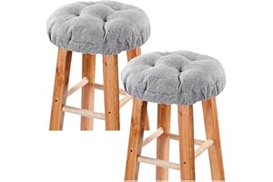 LYLNBYWK Bar Stool Covers Set of 2, Stool Covers Round with Elastic Band Pad, Soft Stool Seat Covers, Nonslip and Washable, 12 Inch, Grey