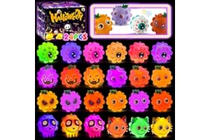 KISSFREE 24PCS Light Up Halloween Pop Ball Toys, Halloween Party Favors Gifts for Kids, Trick or Treat Toys for Kids, Halloween Goodie Bag Stuffers,Classroom Prizes