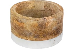 Creative Co-Op Mango Wood and Marble Bottle Holder, 5" L x 5" W x 3" H, Multicolor