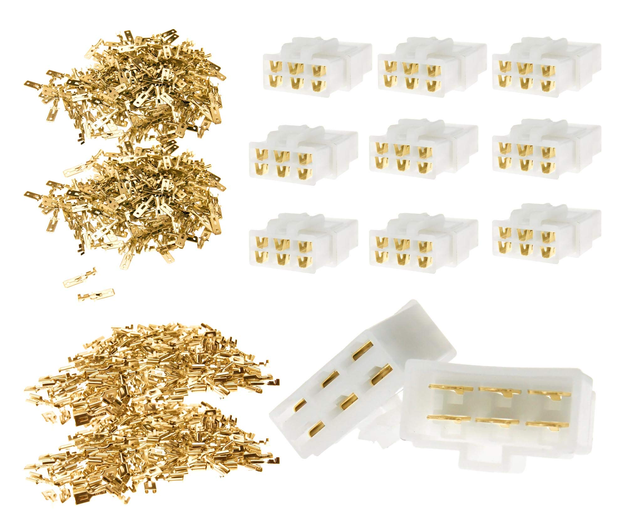 10 Set of 6 Way Pin 6.3mm Electrical Multi Plug Connector Terminal Block