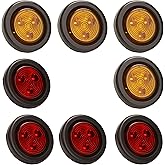 PEAKTOW Round LED 2 Inches 12V Submersible DOT Approved Clearance Marker Tail Lights for Car Truck Van Trailer RV Boat Includ