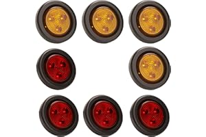 PEAKTOW Round LED 2 Inches 12V Submersible Clearance Marker Tail Brake Stop Lights for Car Truck Van Trailer RV Boat Includin