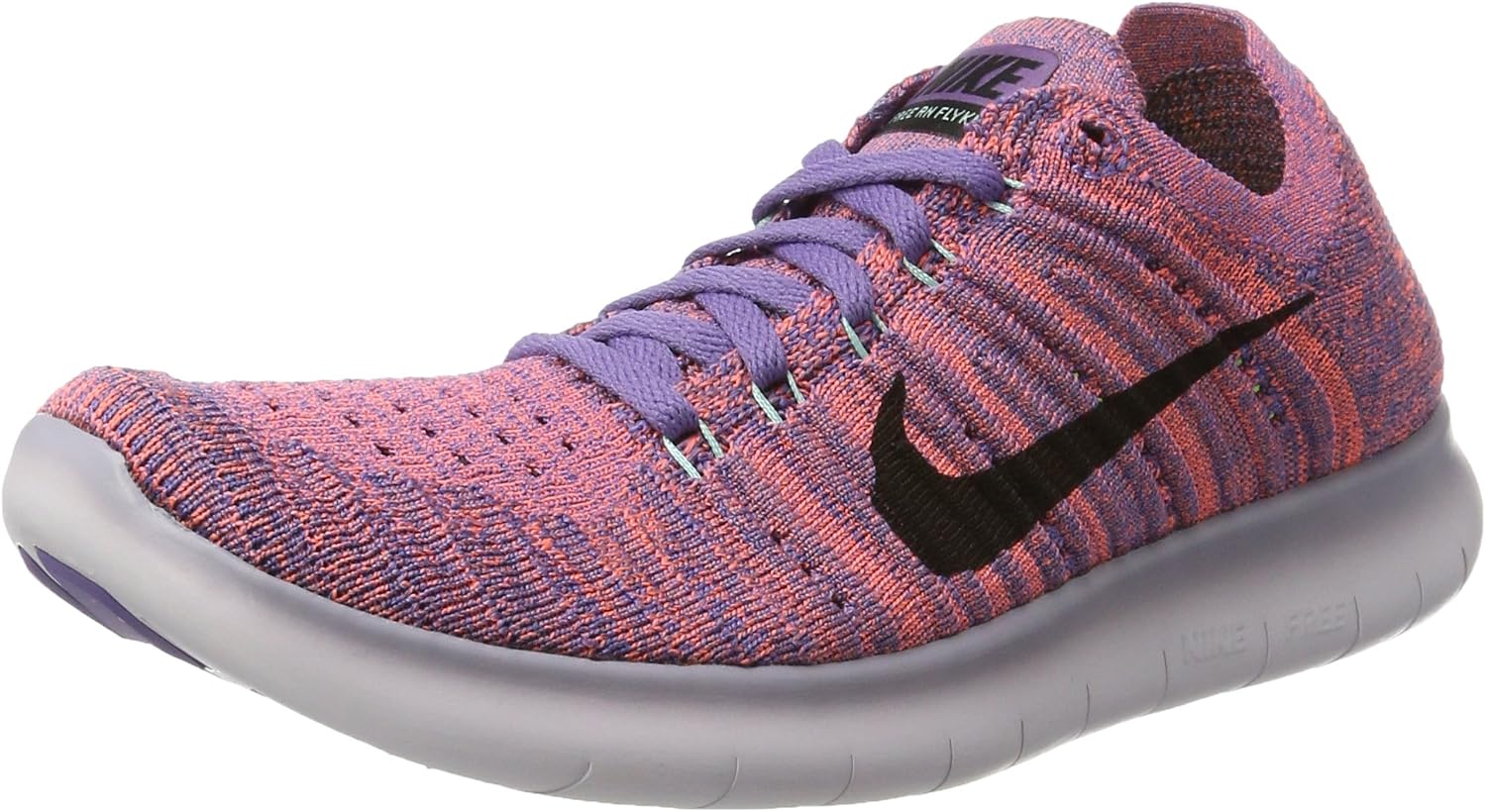 Amazon Com Nike Women S Free Running Motion Flyknit Shoes Black White Road Running