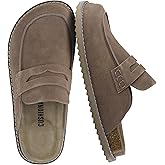 CUSHIONAIRE Zola Women’s Penny Clog Mule – Suede Slip-On with Memory Foam, Cork Footbed & Flexible Outsole
