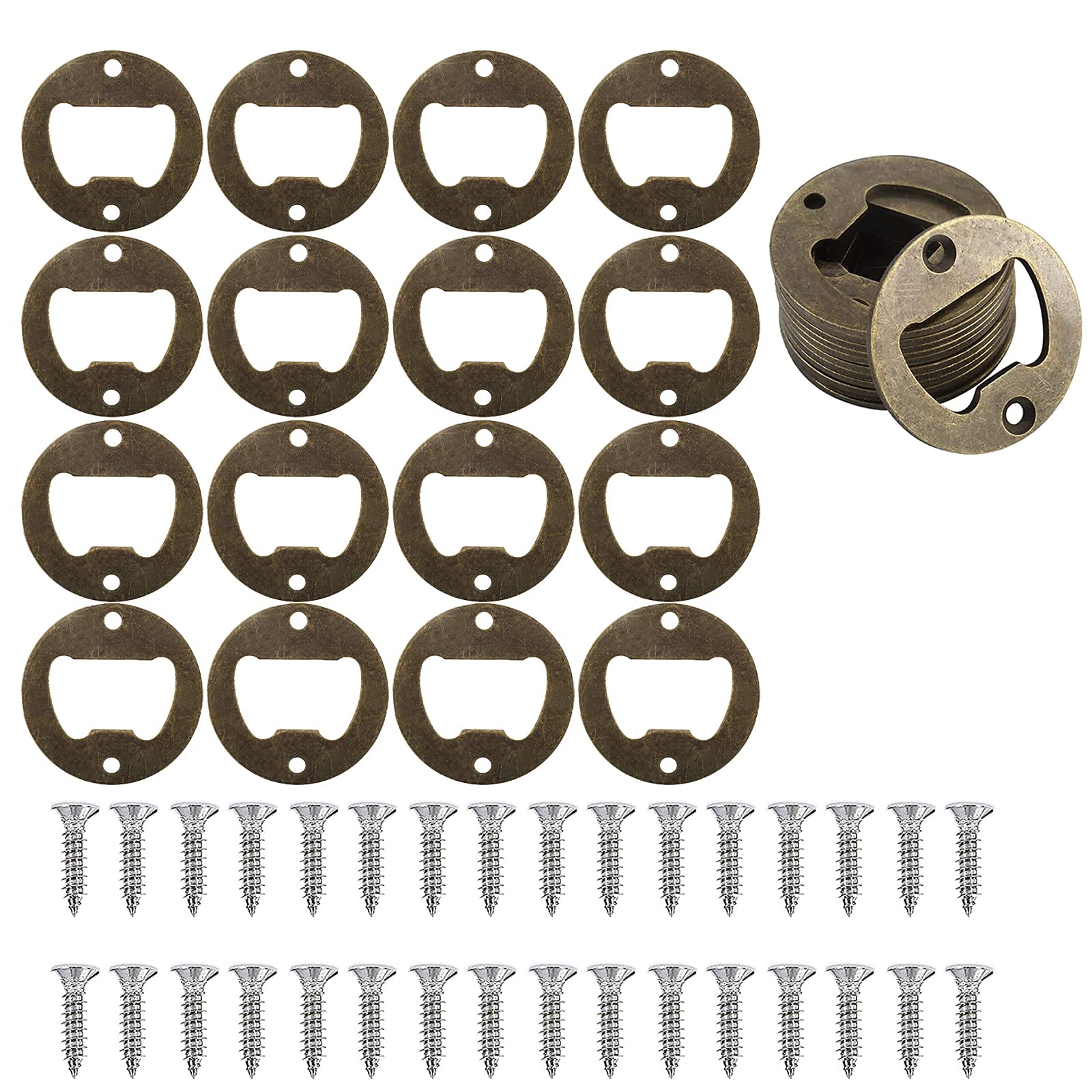Pack of 100 Stainless Steel Wall Mounted Bottle Openers with Screws Bronze-100pcs