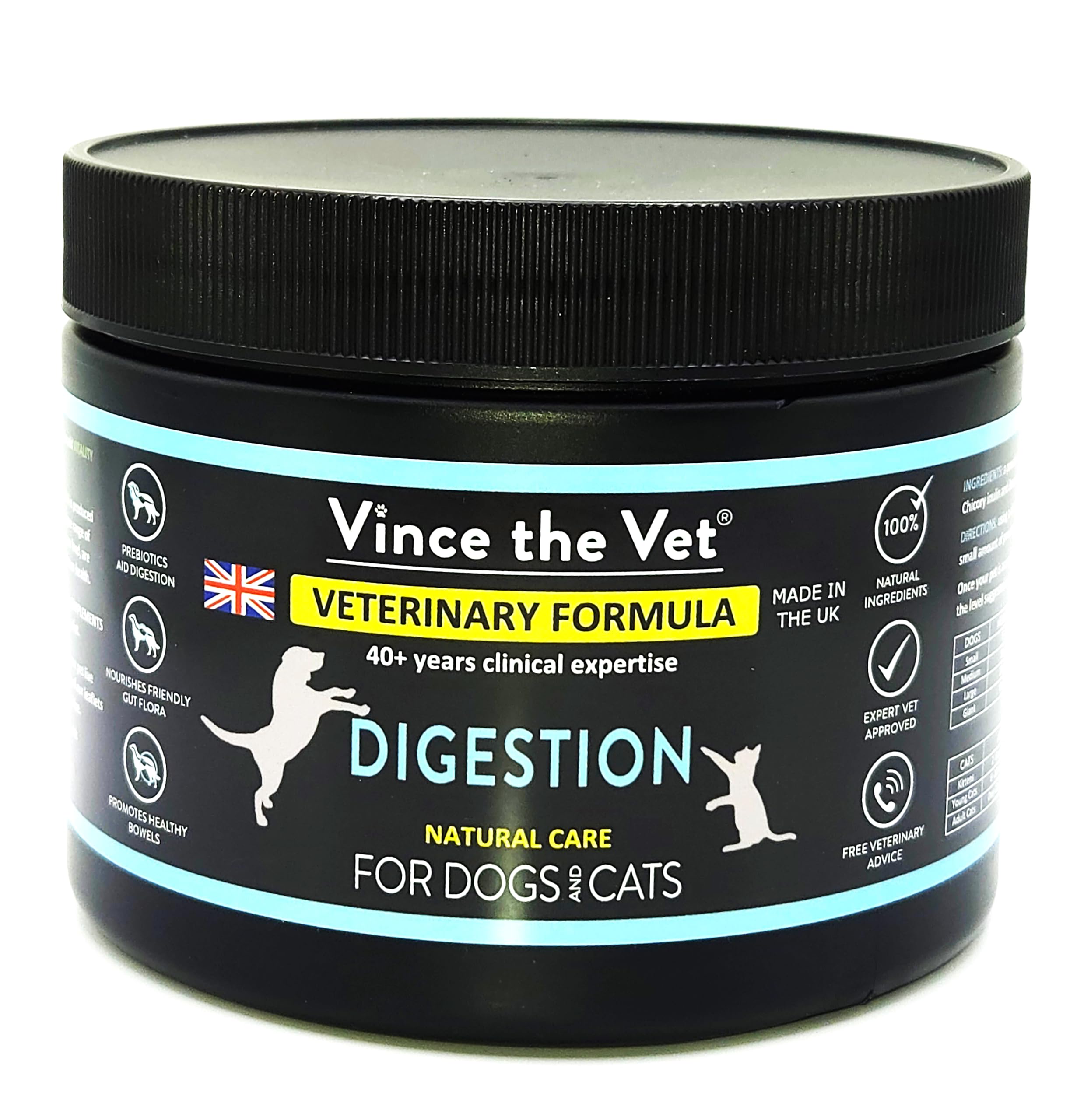 Vince the Vet® Veterinary Formula Supplement (Dogs and Cats) for Prebiotic Support and Digestive Health - Digestion 300g