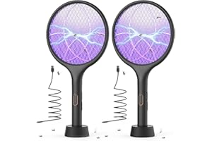 YISSVIC Bug Zapper Racket Electric Fly Swatter Fly Zapper Indoor Outdoor Rechargeable (Black-2 Pack)
