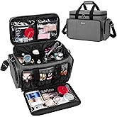 BAFASO Large Makeup Bag Cosmetic Bag with Removable Dividers, Travel Makeup Case Holds Cosmetics and Hair Supplies, Gray