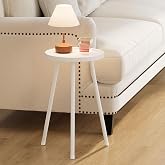 YAUKTAK Small Couch Side Table, Drink Table, Mini Round End Table, Coffee Table, Snack Table for Small Spaces, Living Room, Bedroom, Sofa LET520W