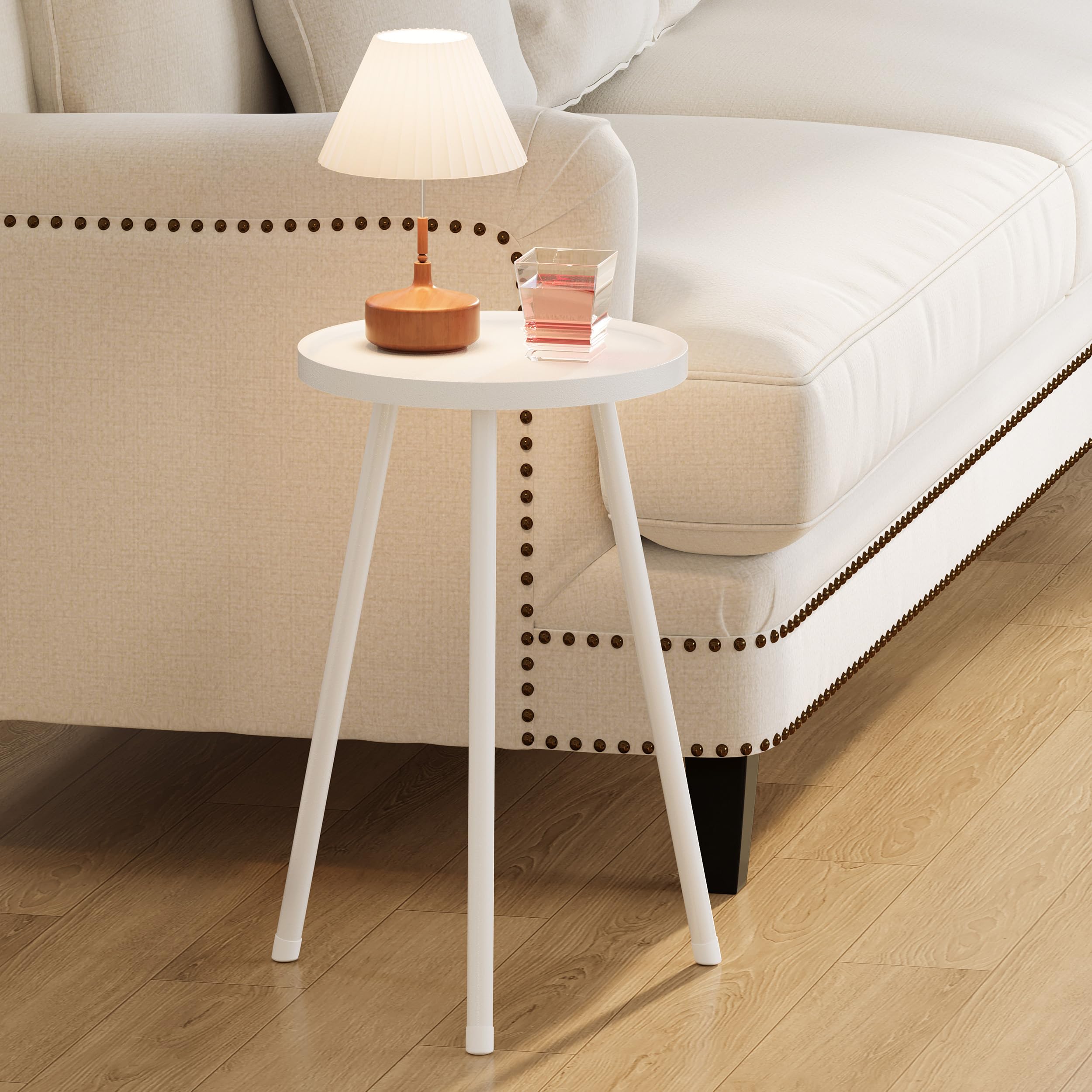 Photo 1 of YAUKTAK Small Couch Side Table, Drink Table, Mini Round End Table, Coffee Table, Snack Table for Small Spaces, Living Room, Bedroom, Sofa LET520W