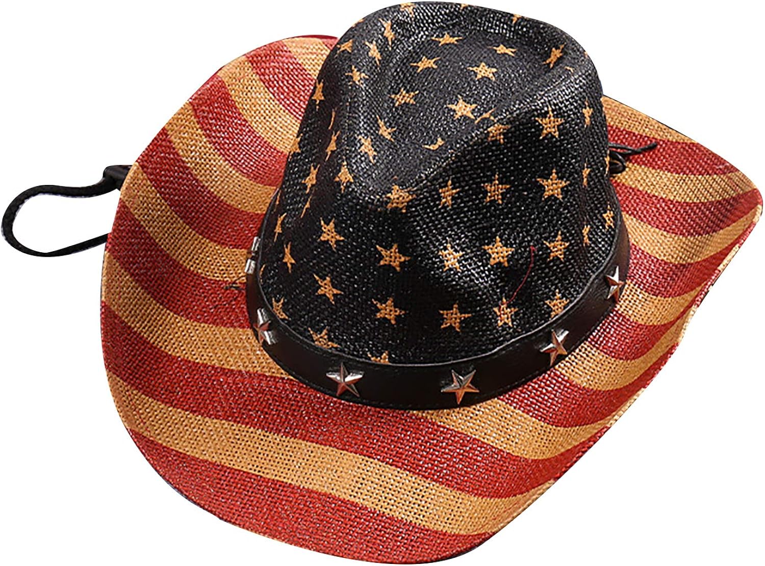 4. Juli CowboyHüte, amerikanischer flacher VintageSonnenhut für Männer und Frauen, klassischer