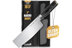 Shinobi Nakiri Knife – 7" Vegetable Knife for Chopping, Cutting, Dicing, Japanese Design Knife, Razor-Sharp, for Professional