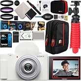 Sony ZV-1F Vlog Camera with 4K Video &amp; 20.1MP for Content Creators and Vloggers White ZV-1F/W | Official Sony USA Partner Model | Bundle with Deco Gear Case + Extra Battery + Filter Kit &amp; Accessories