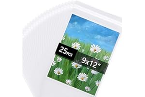Falling in Art Acid Free 1.496mil (Single Side) Crystal Sealed Clear Bags for 9x12 Art Prints, Photos, 9 3/8 Inches by 12 2/5 Inches, 25-Pack