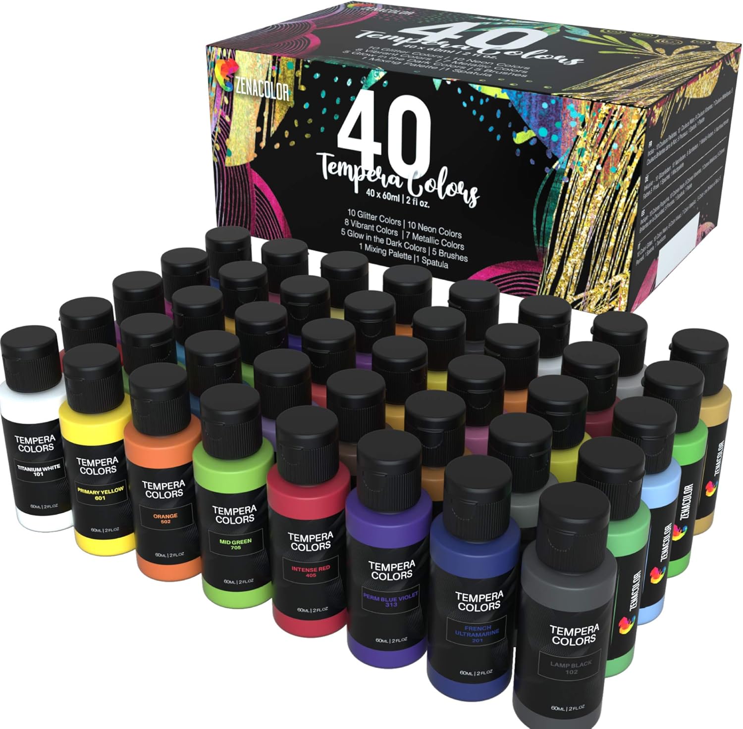 Zenacolor Tempera Farbe Kinder Set aus 40x60ml Tuben Plakatfarbe