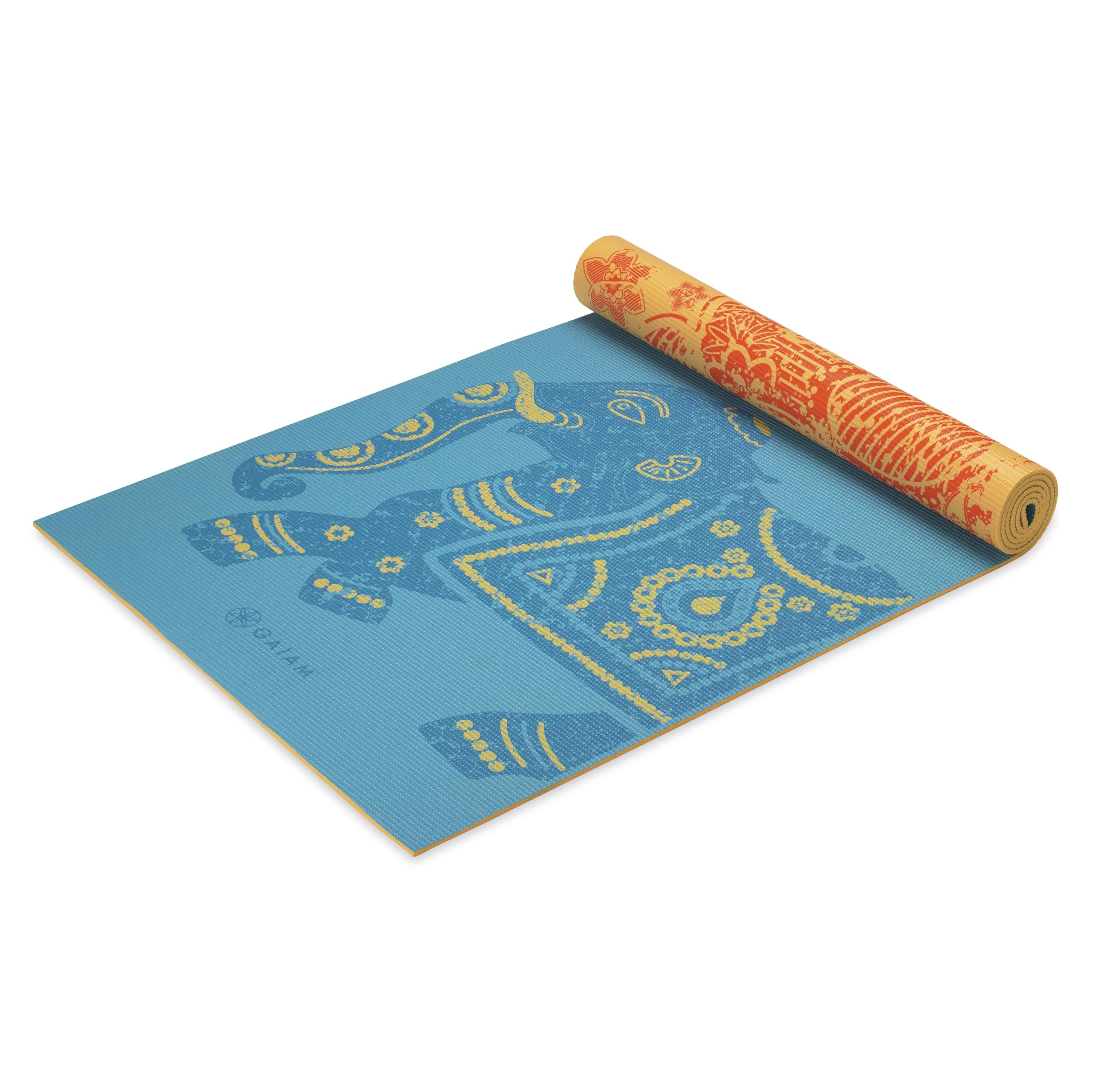 Gaiam Yoga Mat Premium Print Reversible Extra Thick Non Slip Exercise & Fitness Mat for All Types of Yoga, Pilates & Floor Workouts, Elephant, 6mm — image 1
