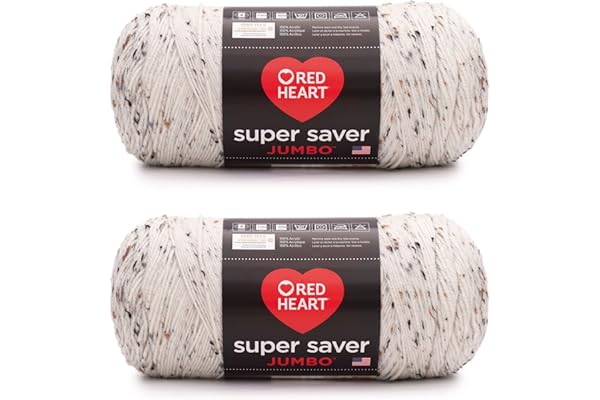 Red Heart Super Saver Jumbo Aran Fleck Yarn - 2 Pack of 10oz/283g - Acrylic - 4 Medium (Worsted) - 482 Yards - Knitting/Crochet
