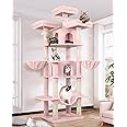 Globlazer F80 Big Pink Cat Tower for Indoor Cats, 80inch Cat Tower for Multiple Adult Cats XXL Cat Tree with Scratching Post, Hammock, 3 Perches, 2 Condos, 2 Hanging Basket, Pink