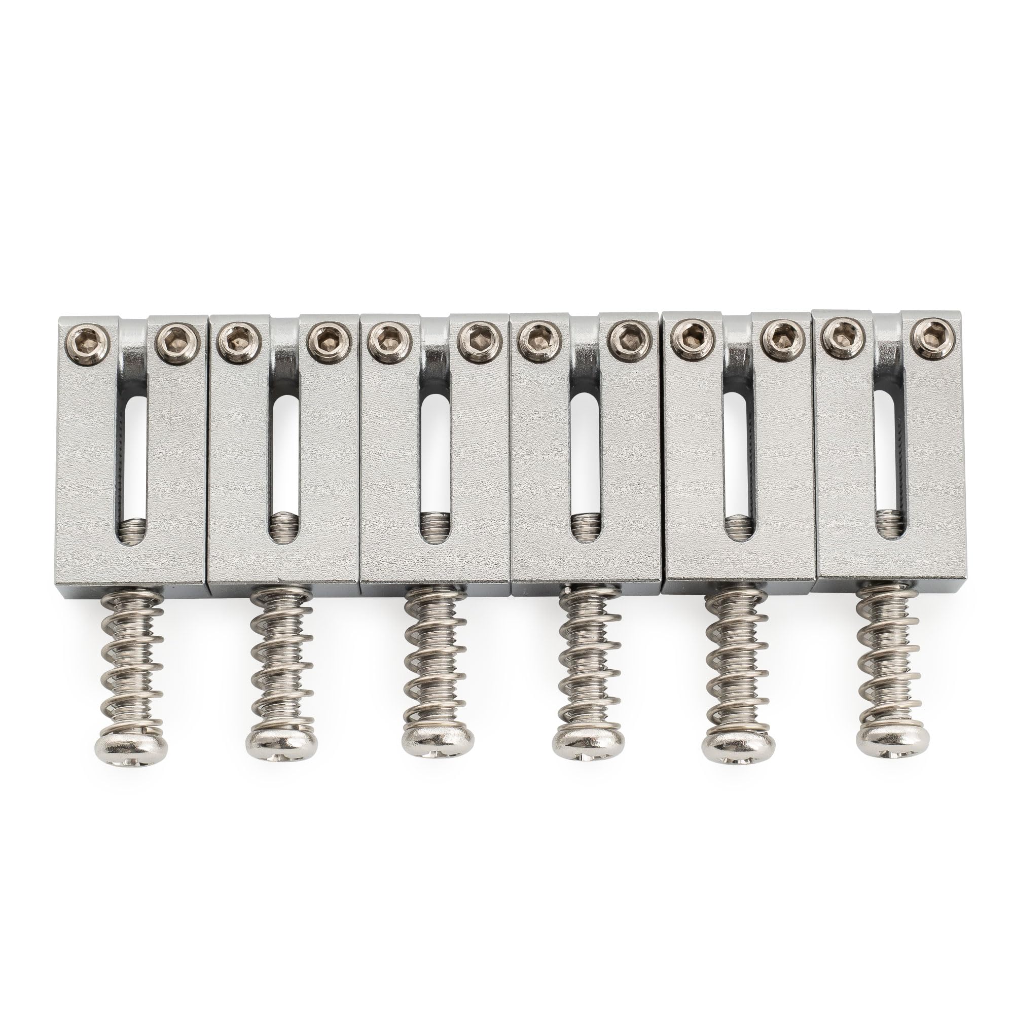 Musiclily Ultra 10.8mm Modern Full Brass Bridge Saddles for Strat Tele Style Electric Guitar, Chrome (Set of 6)