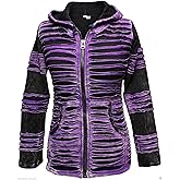 Shopoholic Fashion Women's Gothic Style Stone Washed Hippie Razor Cut Zip Up Hoodie