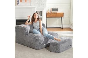Hobestluk Bean Bag Chair Giant Bean Bag Chair with Ottoman for Adults, Beanbag with Memory Foam Filled, Plush Lazy Sofa Chair