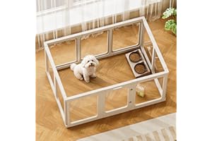 Jalove Acrylic Dog Playpen Indoor, 24“ H Plastic Pet Playpen with Door, Clear Pet Play Pen for Puppy Cat Rabbit Ferret, Easy Assemble Dog Pen, Preferable for Small Cage, White 10 PCS