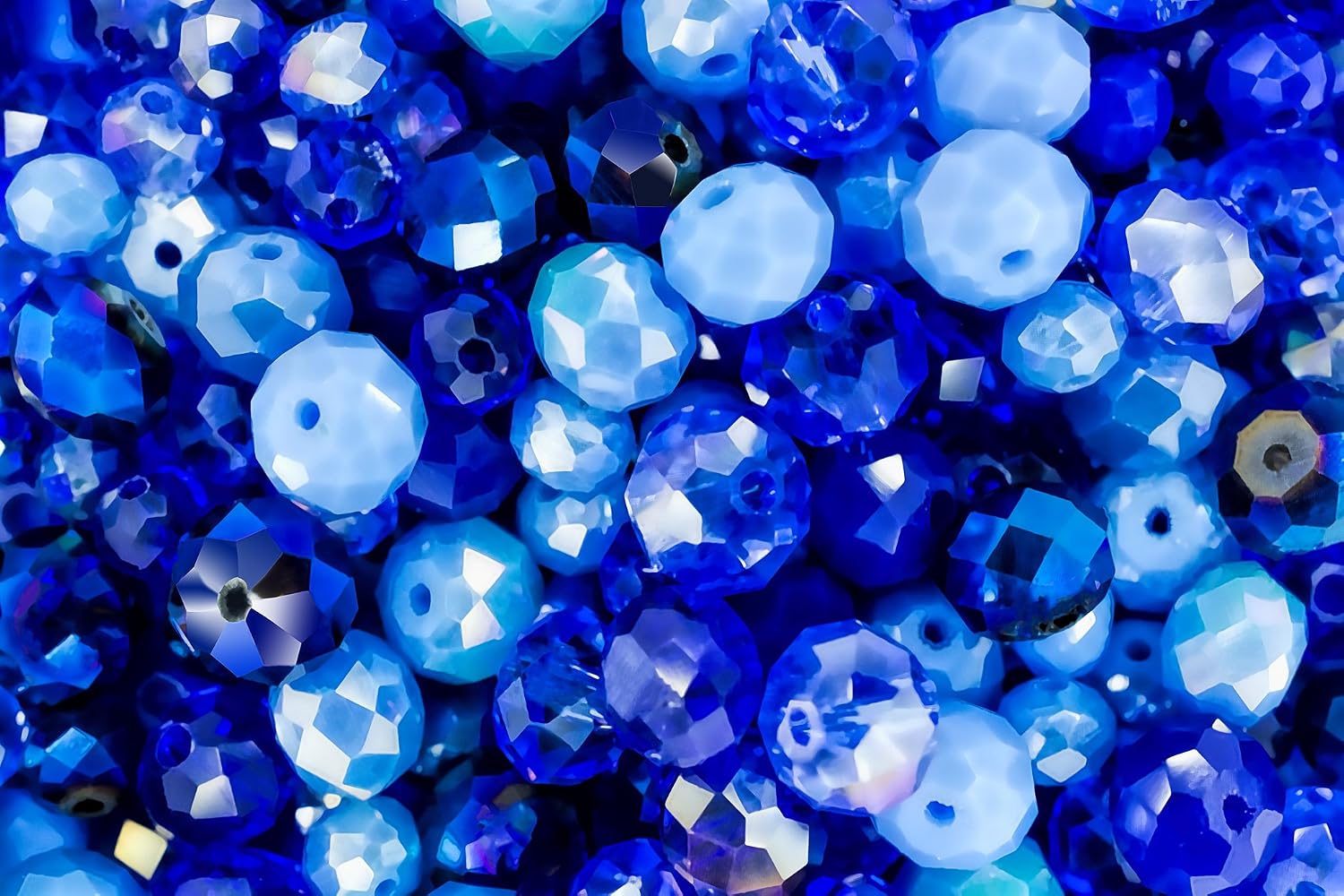 400pcs Ocean Blue Rondelle Glass Crystal Beads - Mixed Blue Set for Jewellery Making & Craft Projects, Ocean Blue Mix, 4mm, 6mm - Image 4
