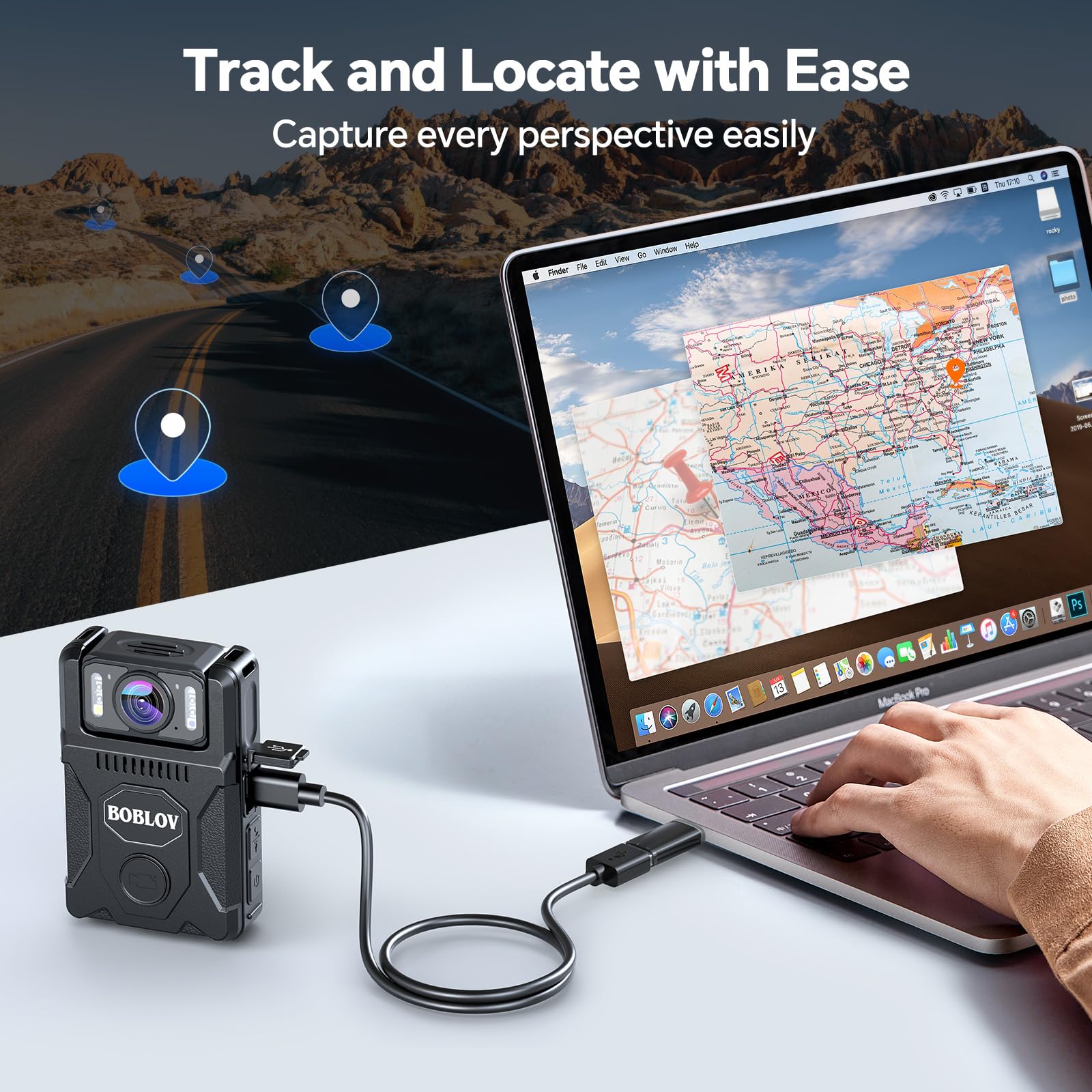 BOBLOV M7 128GB Body Worn Camera, 180° Rotate Body Cam, 4000 mAh Battery & Fast Charger, 15 Hrs Video Record, 1080P Body Camera with Audio for Police, Civilians, Law Enforcement, Delivery Job