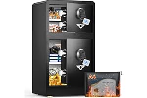 FOWORE 29.53'' Tall Fireproof Waterproof Home Safe Box, Super Large Home Safes Box, Double Door, Heavy Duty Document Safes With Keypad Key, Smart Alert, Personal Digital Money Safe For Cash Jewelry
