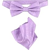 Vesuvio Napoli BowTie Hanky Solid Paisley Color Mens Bow Tie Handkerchief Pocket Squares