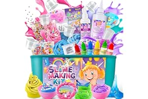 YOPINSAND DIY Slime Kit, Slime Making Kit for Girls, Butter & Cloud Slime with Add-ins, Foam Balls, Charms, Glitters, Slime P
