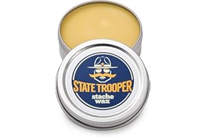 STATE TROOPER STACHE WAX Mustache Wax (Medium Hold) with Natural Beeswax, Coconut Oil & Lanolin, Nourishes & Styles - Subtle Masculine Scent, Easy Application - 2 oz Tin for Daily Use & Travel