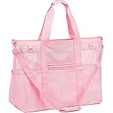 Fammart Mesh Beach Bag, Large Beach Tote with Zipper Pocket, Toys Pool Bag for Family Travel Vacation Cruise Essentials