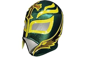 REY MISTERIO Lucha Libre Wrestling Mask (PRO - Fit) Green, Yellow & Golden Colors - Costume Wear by Make It Count