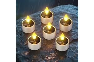SoulBay Solar Tea Lights Outdoor Waterproof, 6 Pack Small Flameless Flickering Small Bright LED Candles Lights with Dusk to D