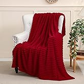 Linecooo Valentines Day Decorations Red Fleece Throw Blanket 50”×60” for Couch Sofa Bed,Super Soft Cozy Plush Microfiber Flannel Blanket with Stripes Design Lightweight for Adults,Woman,Girls Gifts