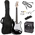 RockJam Electric Guitar Superkit with 10-watt Amp, Gig Bag, Picks & Online Lessons 6 String Pack, Right, Black, Full (RJEG03-SK-BK)