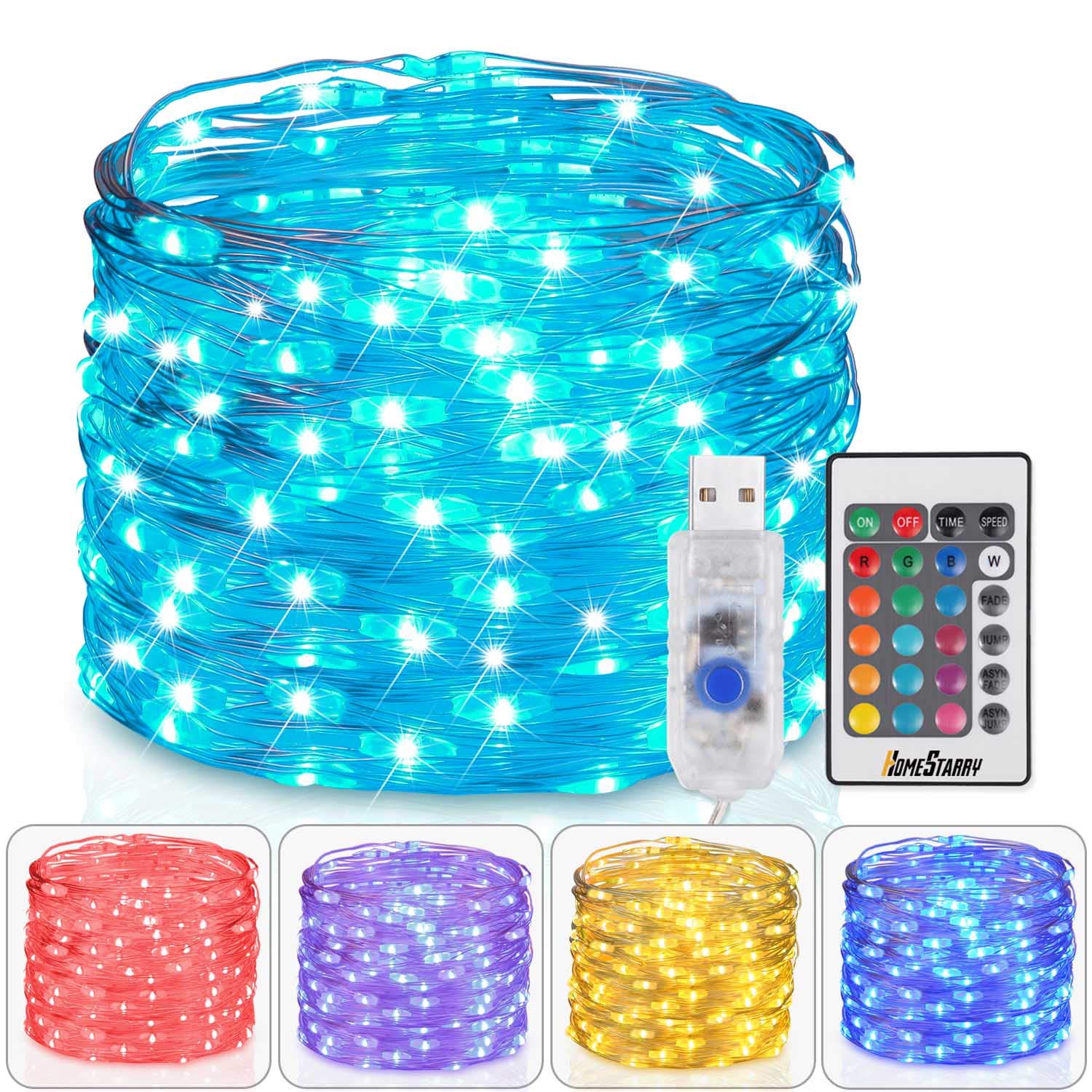 2 Pack Hometarry LED String Lights,Battery Operated Lights Multi Color