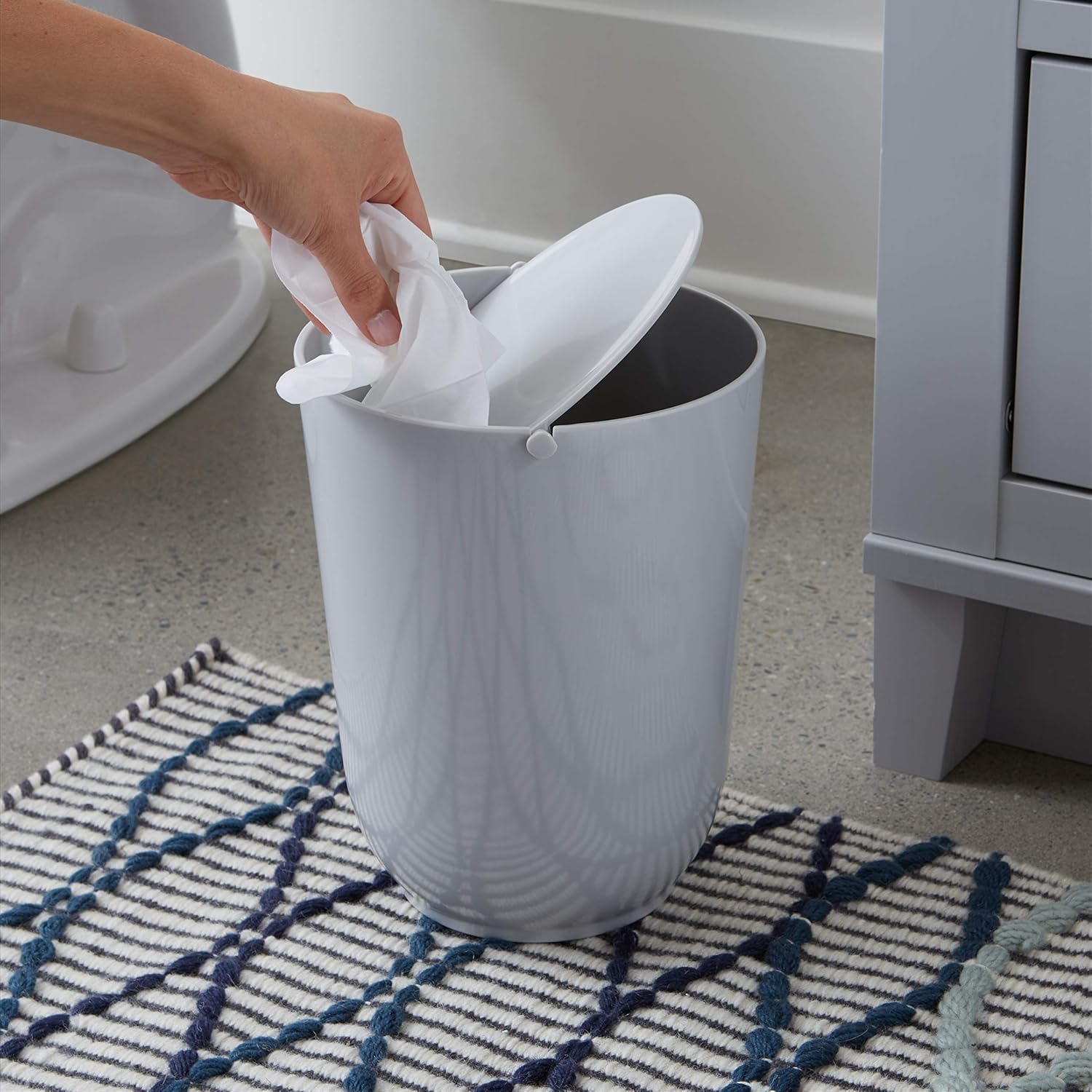 Basics 5-Piece Bathroom Accessories Set, Smooth Grey: Home & Kitchen
