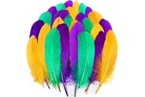 THARAHT 120pcs Goose Feathers Natural Bulk 6-8 inch 15-20cm for Crafts DIY Cosplay Halloween Mardi Gras Masquerade Party Decoration Goose Nagoire Feathers