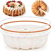 AOTASO 9.5 Inch Silicone Fluted Tube Cake Pan with Stainless Steel Frame | Non-Stick Round Silicone Cake Mold for Baking Cake, Flan, Chocoflan, Jello, Bread (Cream, 1 Pack)