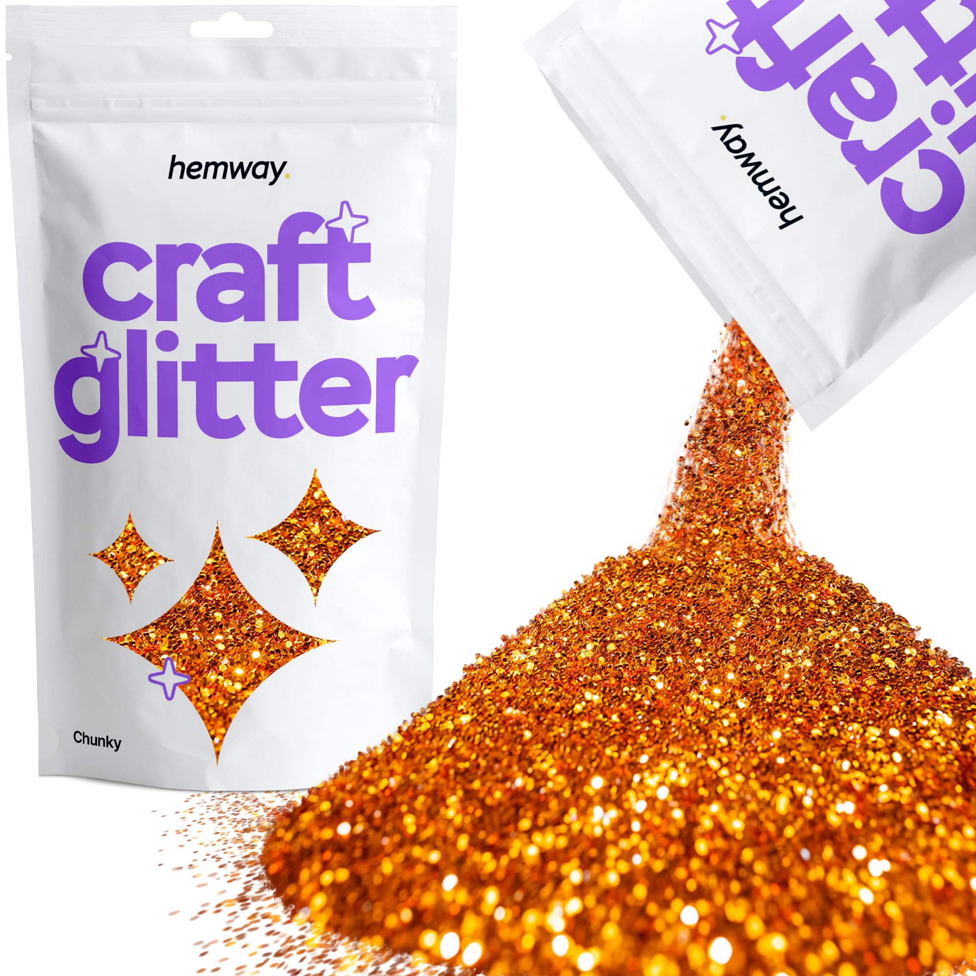 Hemway Craft Glitter Copper 100g Chunky Glitter for Crafts, Resin, Cosmetic, Nail, Face, Body, Festival, Tumblers, Art, Candle, Crafting