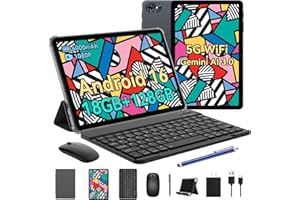 Tablet 10 Inch, 2026 Android 16 Tablets with Keyboard, 18GB+128GB, 2TB Expand, Widevine L1 Compatible Octa-Core Android Table