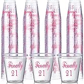 Nuogo 100 Pcs 21st Birthday Shot Glass Finally 21 Plastic Shot Glass Cups 21st Birthday Gift, Celebrate Twenty One, Decorations, Party Supplies(Finally 21)